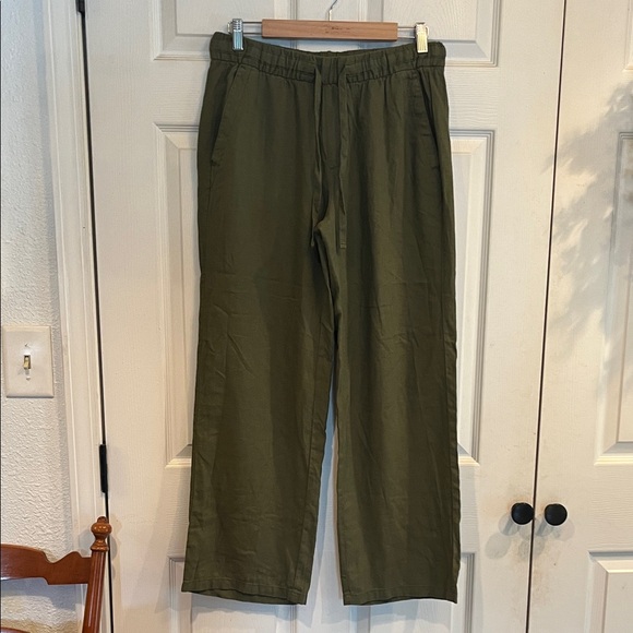 Old Navy Women's Olive Green Linen Pants - Picture 1 of 7